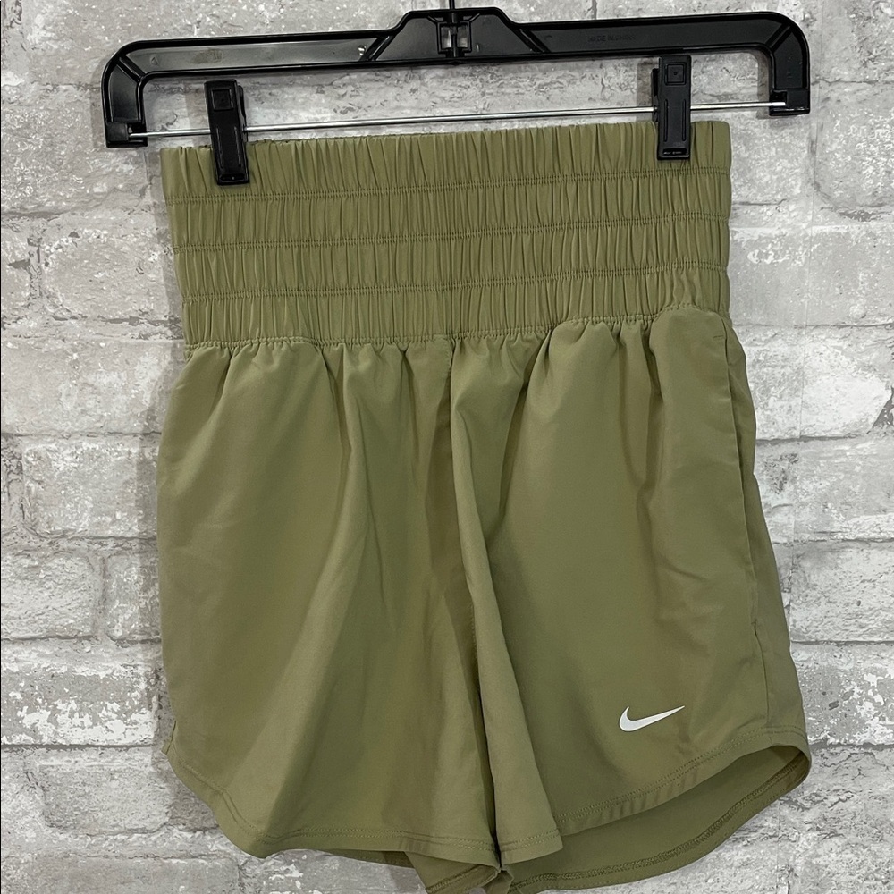 Nike One Dri-FIT Ultra High-Waisted 3-inch brief-lined shorts in an olive green